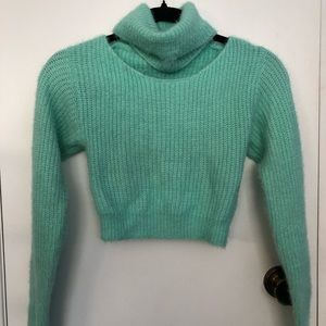 fuzzy cutout sweater